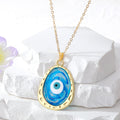 Gold Tone Oval Resin Evil Eye Pendant Necklaces in Six Colors view 7