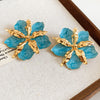 Teal Flower Studs