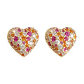 Multicolor Pave Crystal Heart Gold Tone Stud Earrings view 5