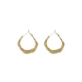 Gold Tone Twisted Lattice Mesh Hoop Earrings Hinged Pair view 5