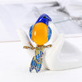 Blue Gold Tone Flower Enamel Metal Brooch Pin for Jackets and Lapels view 3