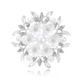 White Flower Crystal Pearl Look Two Designs Metal Brooch Pin view 1