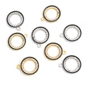 Black Edge Rhinestone Open Circle Pendant Charms in Two Finishes view 5