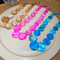 Round Shell Disc Graduated Necklace Blue Brown or Pink view 4