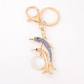 Mother Baby Dolphin Pearl Keychain Rhinestone Four Colors view 5