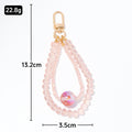 Pink Faceted Crystal Multi-Strand Keychain Gold Clasp Glitter Ball view 4