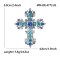 Ornate Crystal Cross Brooch in Blue or Black Stones view 4
