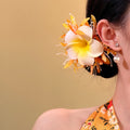 Fabric Plumeria Flower Duckbill Hair Clips Six Colors view 4