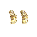 Gold and Silver Ribbed Wavy Geometric C-Shape Stud Earrings view 5