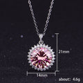 Silver Tone Pink Sunburst Crystal Pendant Necklace view 5