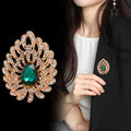 Red Gold Tone Peacock Crystal Two Designs Metal Brooch Pin view 5