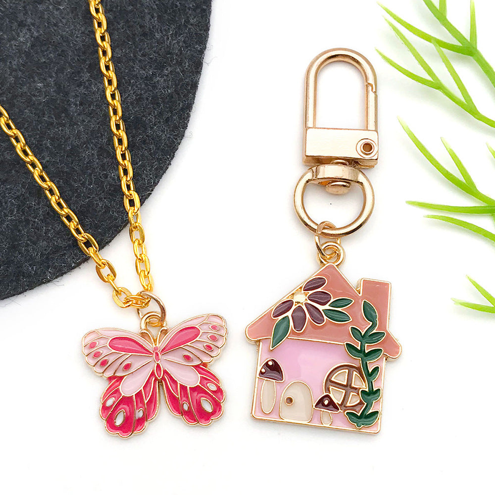 Zinc Alloy Butterfly Flower House Mushroom Charm Pendant for DIY Earrings Necklace Making