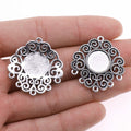 Ornate Round Cabochon Connector Settings in Two Finishes view 2