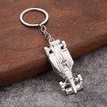 Open-Wheel Race Car Metal Keychain in Black, Gold, and Silver view 4
