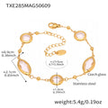 Gold Czech Glass Oval Round Bezel Bracelet Six Colors view 9