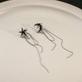 Silver Star Moon and Long Chain Asymmetrical Ear Clips view 2