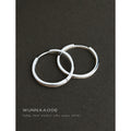 Silver Round Plain Huggie Hoop Earrings Minimal Thick Band view 3