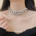 Chunky Oval Link Chain Necklace in Gold Tone or Silver Tone view 3