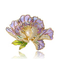 Enamel Peony Brooch With Decorative Crystal And Enamel Details view 5