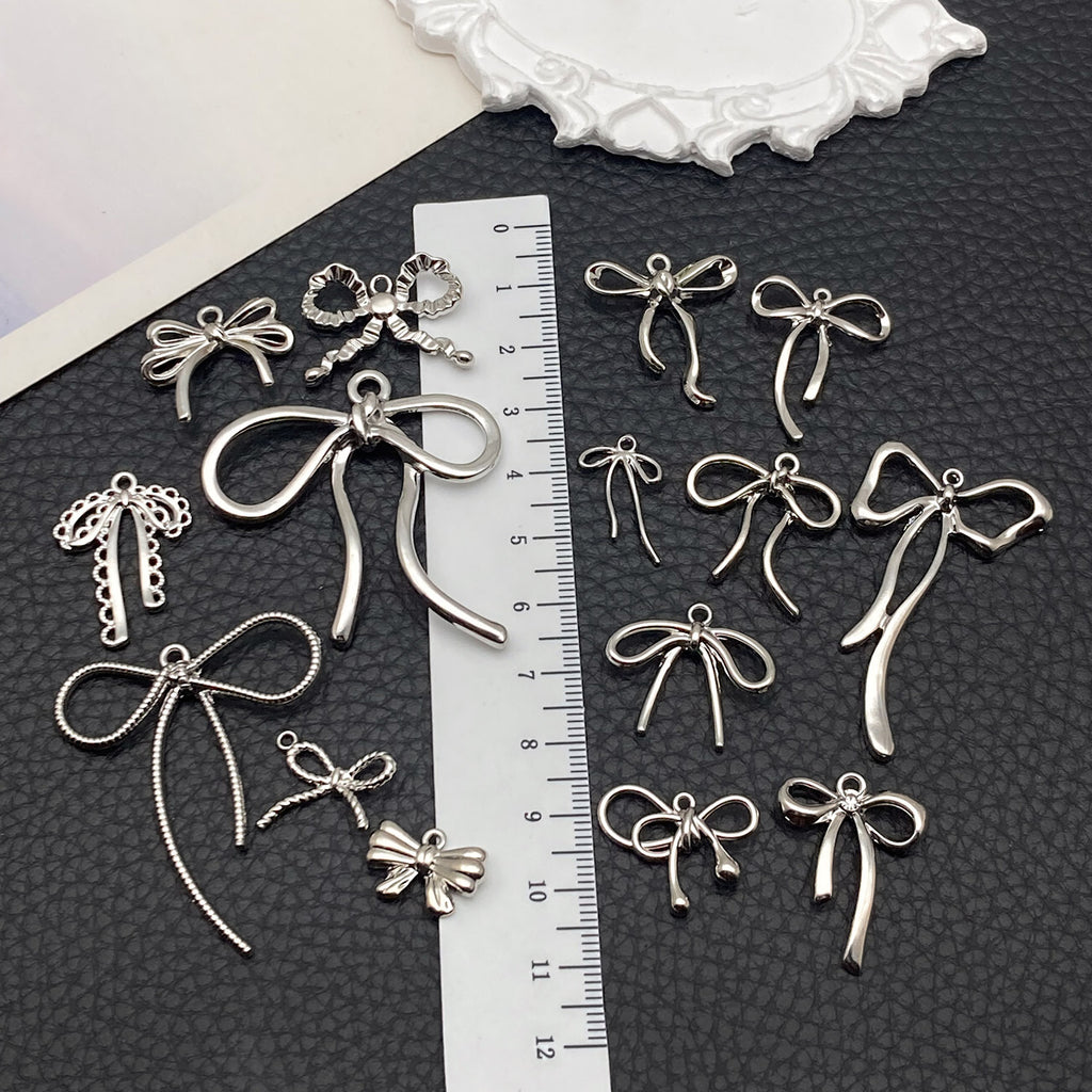 Silver Plated Zinc Alloy Bow Tie Butterfly Charm Pendant for DIY Necklace Bracelet Earrings