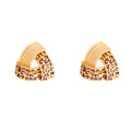 Gold and Silver Leopard Print Curved Triangle Stud Earrings view 5
