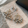 Silver Gray Pearl Cascade Stud Earrings Statement Jewelry view 4