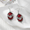 Gothic Bat Portrait Medallion Drop Earrings in Six Finishes view 4