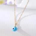 Gold Tone Round Glass Evil Eye Pendant Necklaces in Eight Colors view 9