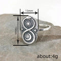 Antique Silver Oval Ring Snake Sun Moon Stars Sizes 6-10 view 4