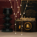 Gold Titanium Steel Y Lariat Necklace Imitation Pearl Drops view 2