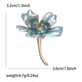 Enamel Flower Brooch Gold Stem Pink Or Blue Petal Pin view 5