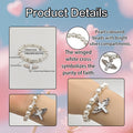 White Pearl Stretch Bracelet Winged Cross Charm Metal Charm view 4