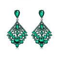 Green Silver Tone Green Crystal Chandelier Openwork Crystal Two Designs Metal Dangle view 1