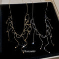 Silver Tone Branch Fringe Layered Necklace Decorative Jewelry Design view 2
