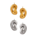 Twisted Knot Heart Detail Stud Earrings Gold Steel view 5