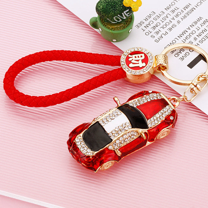 Jeweled Sports Car Keychains with Braided and Bare Wrist Loop Options