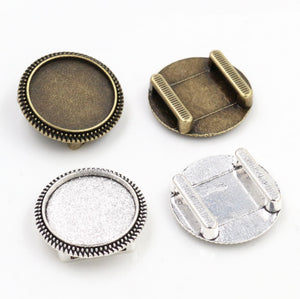 Round Bracelet Cabochon Connectors in Bronze and Silver