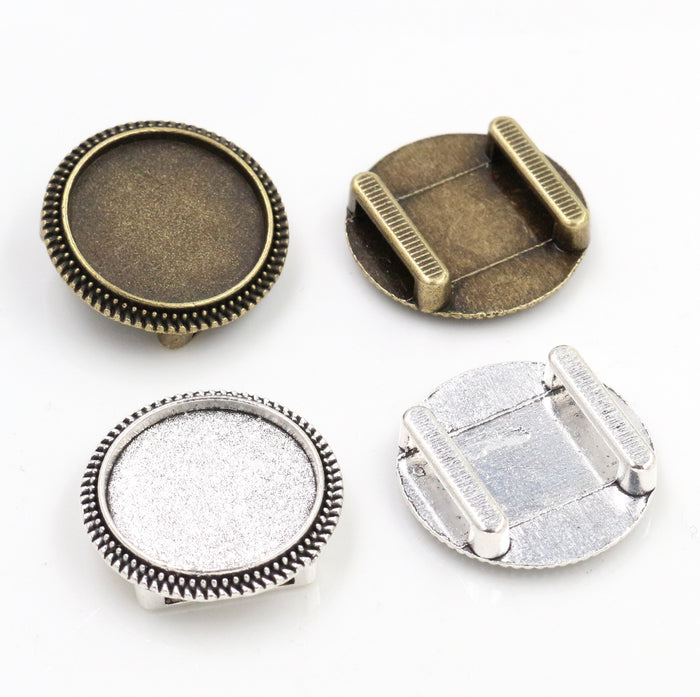 Round Bracelet Cabochon Connectors in Bronze and Silver