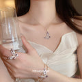 Pave Butterfly Zircon Pendant Necklace Cuff and Ring view 2