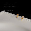 Gold Pavé Clear CZ Question Mark Mini Stud Earrings view 4