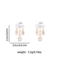 Pearl Look and Clear Stone Triple Drop Stud Earrings view 5