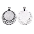 Star And Moon Round Cabochon Pendant Trays in Two Finishes view 4
