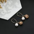 Gold Loop Wire Pearl Look Ball and Nest Drop Earrings view 6