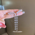 Silver Crystal Branch Long Tassel Earrings Fashion Jewelry view 2