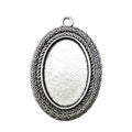 Scrollwork Oval Cabochon Pendant Settings in Two Finishes view 1