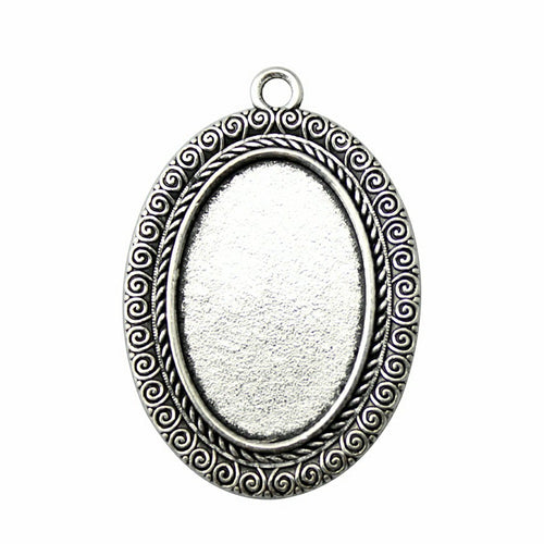 Scrollwork oval pendant setting front view on a white background
