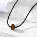 Black Cord Donut Bead Natural Stone Necklaces in Sixteen Colors view 12