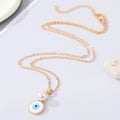 Gold Tone White Evil Eye Pendant Necklaces in Two Drop Designs view 4