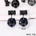 Gunmetal Bow Faceted Crystal Ball Jacket Earrings Pair view 5