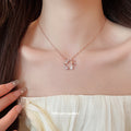 Crystal Flower Pendant Necklace in Rose Gold and Silver view 3